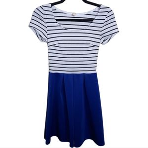 MaRu Women's S Striped Navy Blue Casual Dress ⚓💙